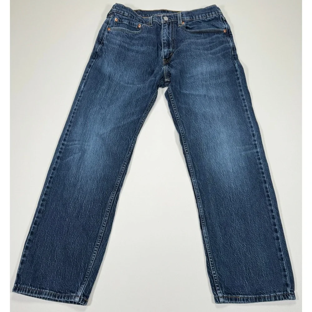 Levi's 505 Mens Jeans 34x30 Fit 31x28 Dark Wash Blue Straight Leg Zipper Fly